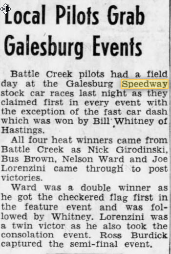 Galesburg Speedway - July 5 1955 Article (newer photo)